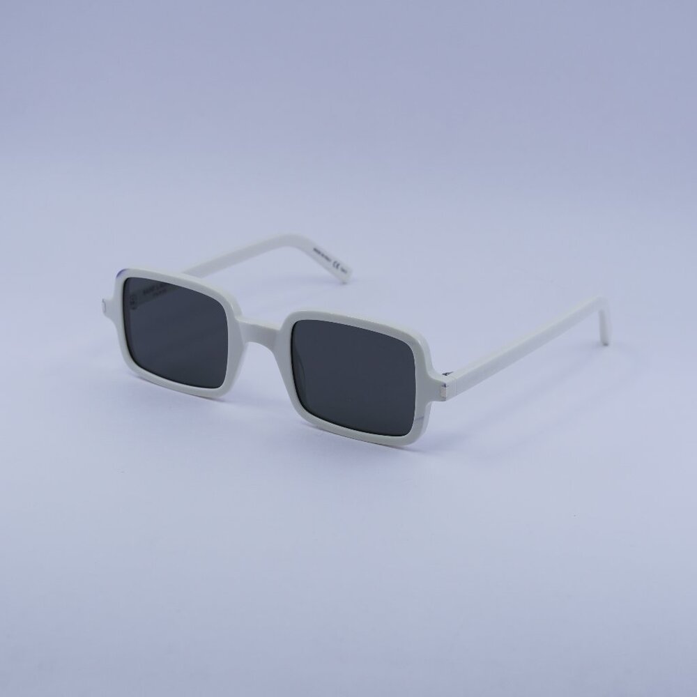 Saint Laurent SL332 003 Sunglasses Ivory Rectangle Frame, Grey Lenses